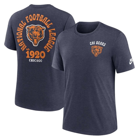 NWT Nike Men’s Chicago Bears Tri Blend T-Shirt in Navy in size Small - Picture 1 of 9